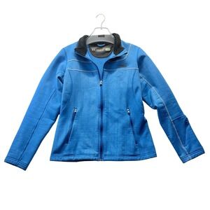 Under Armour Womens Blue Full Zip Fleece Jacket Size Medium Athletic Outdoor